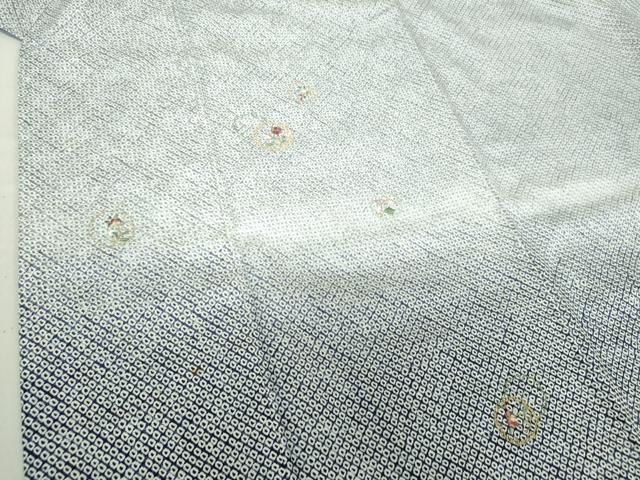 平和屋着物○色留訪問着 絞り 刺繍 雪輪花文 暈し染め