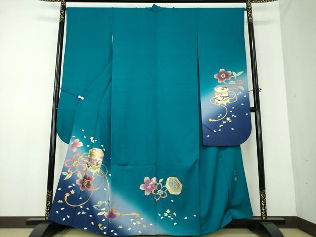 平和屋着物●金彩友禅　卓越技能者・名工・和田光正　振袖　貝桶花文　暈し染め　金銀彩　京都きもの友禅扱い　正絹　逸品　DAAV6519ps