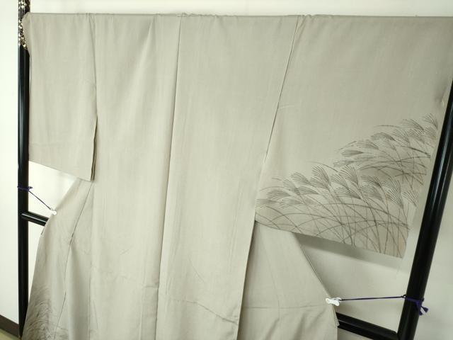 平和屋着物●訪問着　手描き　芒　紬縮緬　暈し染め　金彩　仮絵羽　正絹　逸品　未使用　DAAV6531ps 平和屋着物○訪問着 手描き 芒 紬縮緬 暈し染め 金彩 仮絵