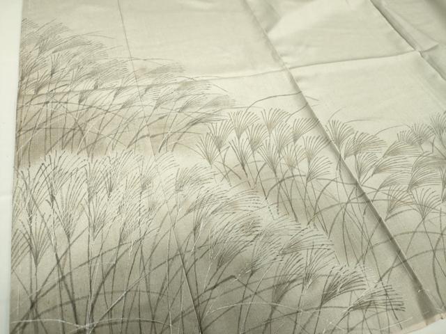 平和屋着物○訪問着 手描き 芒 紬縮緬 暈し染め 金彩 仮絵