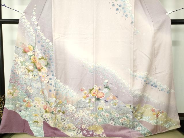 平和屋着物●訪問着　駒刺繍　絞り　雪輪花文　暈し染め　金彩　正絹　逸品　DAAV6569ps 平和屋着物○訪問着 駒刺繍 絞り 雪輪花文 暈し染め 金彩