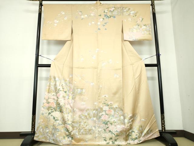 平和屋着物●訪問着　枝花文　乱菊　暈し染め　金銀彩　正絹　逸品　DAAV6604ps