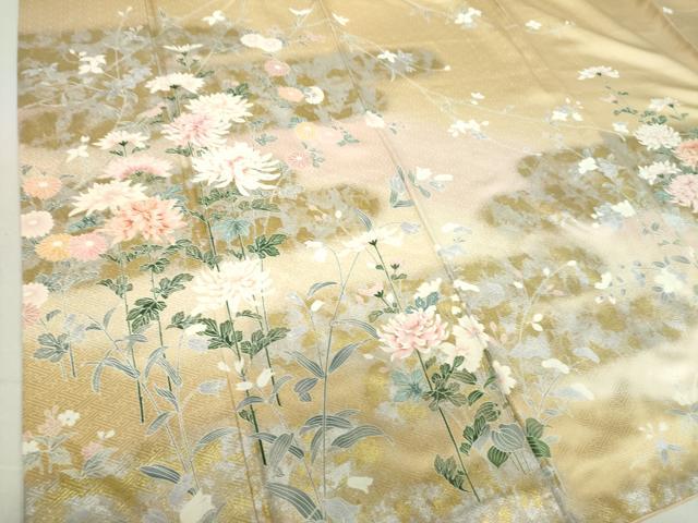 平和屋着物●訪問着　枝花文　乱菊　暈し染め　金銀彩　正絹　逸品　DAAV6604ps 平和屋着物○訪問着 枝花文 乱菊 暈し染め 金銀彩 正絹