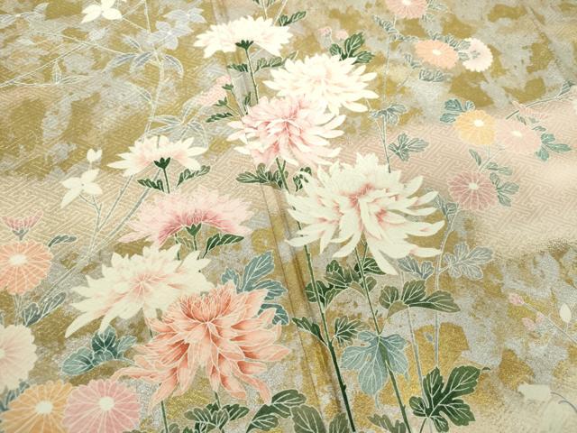 平和屋着物○訪問着 枝花文 乱菊 暈し染め 金銀彩 正絹