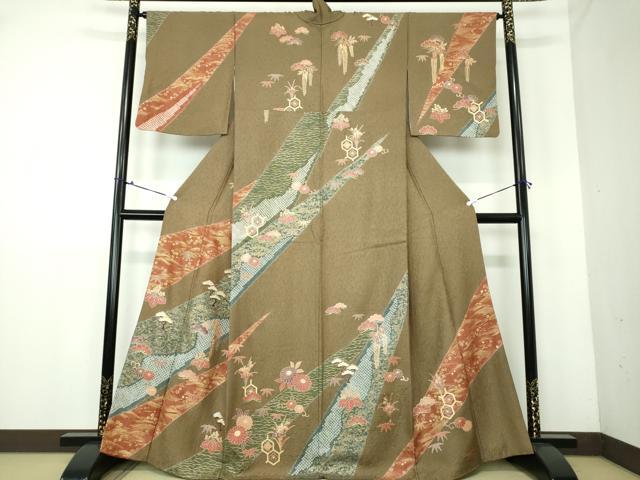 平和屋着物●訪問着　絞り　刺繍　吉祥花文　金彩　正絹　逸品　DAAV6605ps