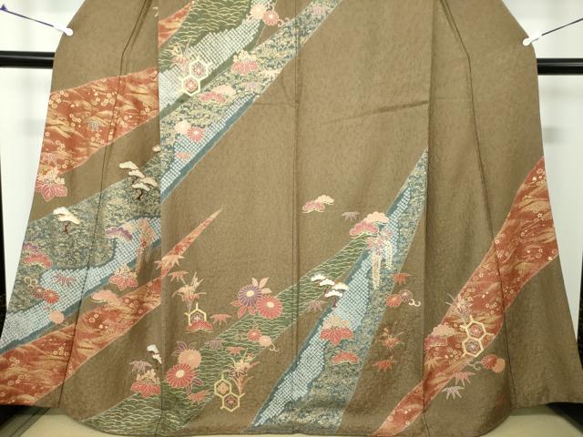 平和屋着物○訪問着 絞り 刺繍 吉祥花文 金彩 正絹 逸品 DAAV6605ps