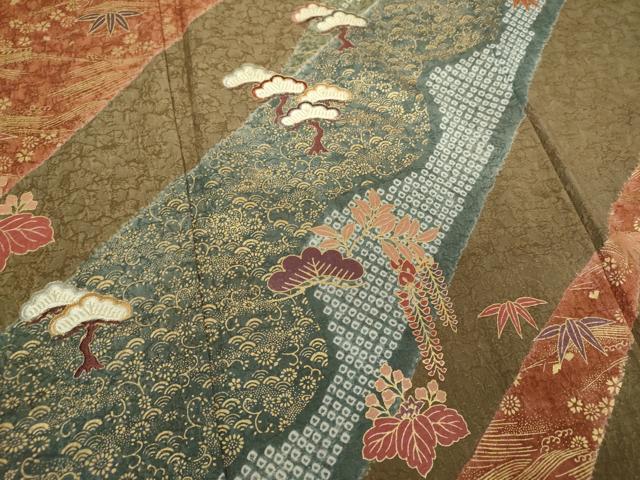 平和屋着物○訪問着 絞り 刺繍 吉祥花文 金彩 正絹 逸品 DAAV6605ps