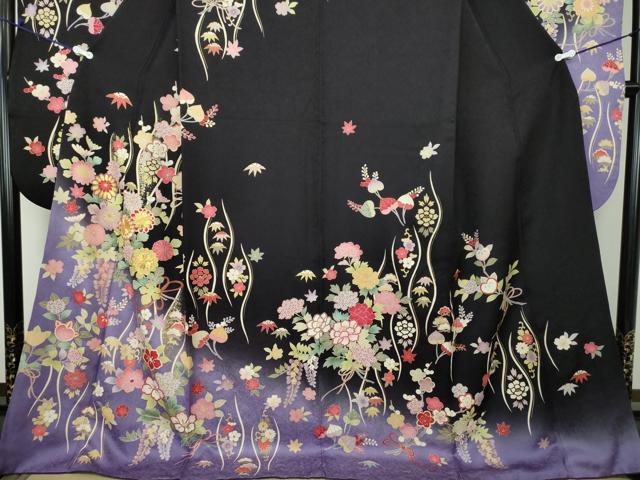 平和屋着物○豪華振袖 駒刺繍 立涌吉祥花文 暈し染め