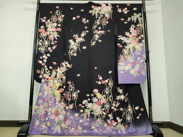 平和屋着物●豪華振袖　駒刺繍　立涌吉祥花文　暈し染め　金彩　正絹　逸品　DAAV6612ps
