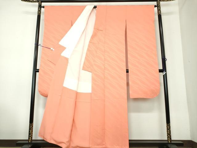 平和屋着物○豪華振袖 霞地紋 色無地 珊瑚朱色 正絹 逸品 DAAV6615ps