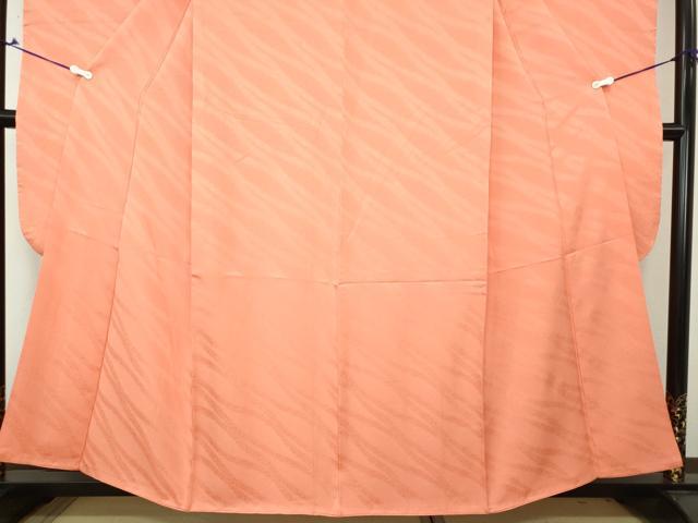 平和屋着物○豪華振袖 霞地紋 色無地 珊瑚朱色 正絹 逸品 DAAV6615ps