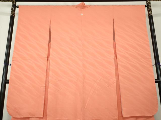 平和屋着物○豪華振袖 霞地紋 色無地 珊瑚朱色 正絹 逸品 DAAV6615ps