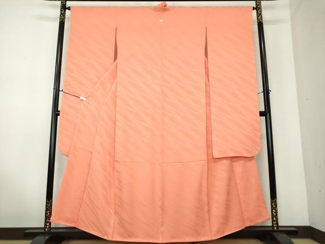 平和屋着物●豪華振袖　霞地紋　色無地　珊瑚朱色　正絹　逸品　DAAV6615ps