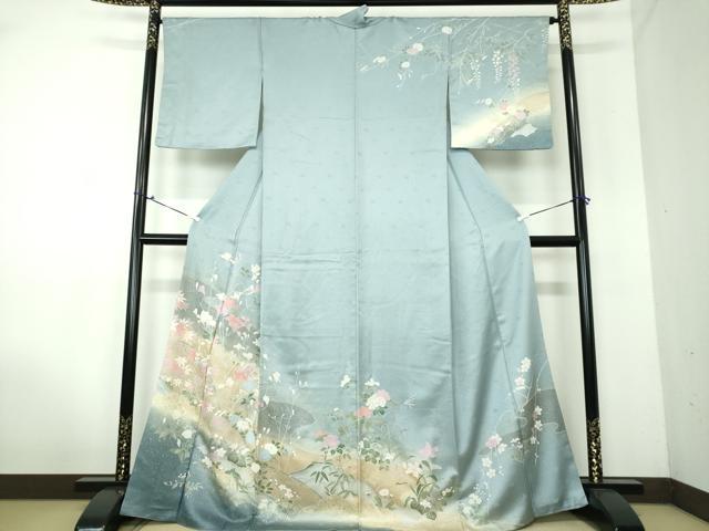 平和屋着物●訪問着　籬舞蝶文　暈し染め　金彩　正絹　逸品　DAAV6654ps