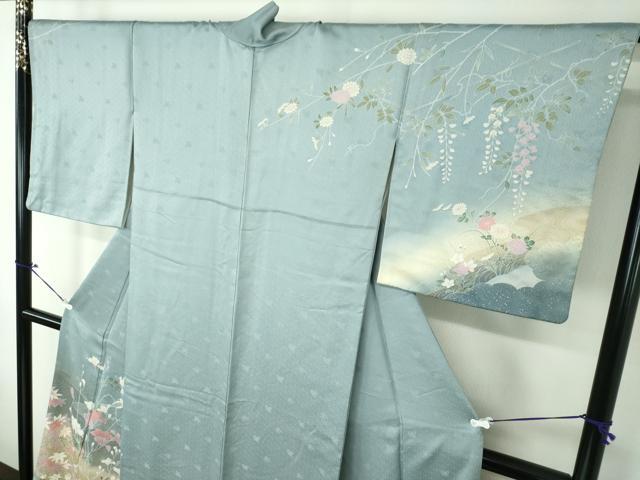 平和屋着物○訪問着 籬舞蝶文 暈し染め 金彩 正絹 逸品