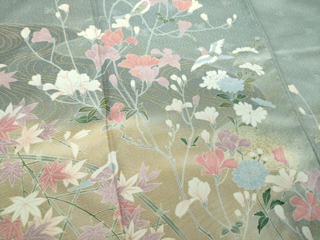 平和屋着物○訪問着 籬舞蝶文 暈し染め 金彩 正絹 逸品