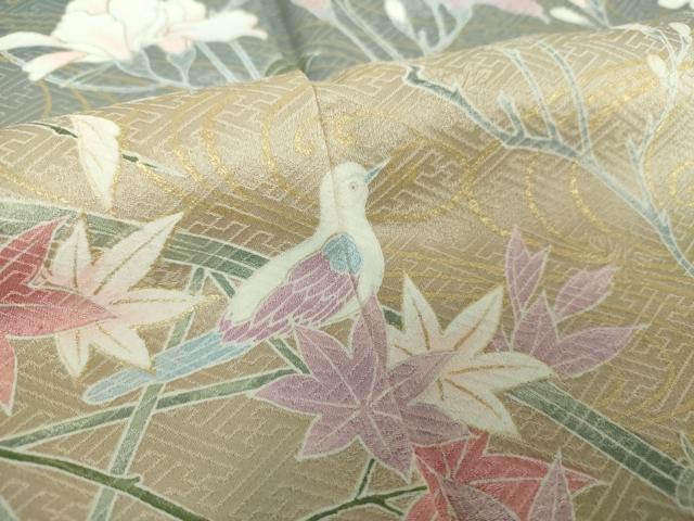 平和屋着物●訪問着　籬舞蝶文　暈し染め　金彩　正絹　逸品　DAAV6654ps 平和屋着物○訪問着 籬舞蝶文 暈し染め 金彩 正絹 逸品