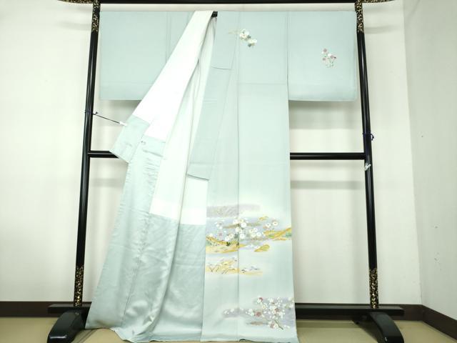 平和屋着物○訪問着 立波花文 暈し染め 金彩 正絹 逸品 未