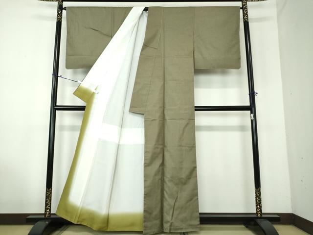 平和屋着物○上質な紬 色無地 海松色 正絹 逸品 未使用 DAAV6664ps