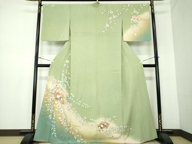 平和屋着物●訪問着　絞り　地紙花文　暈し染め　金彩　伊と幸　反端付き　正絹　逸品　DAAV6670ps