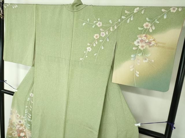 平和屋着物●訪問着　絞り　地紙花文　暈し染め　金彩　伊と幸　反端付き　正絹　逸品　DAAV6670ps 平和屋着物○訪問着 絞り 地紙花文 暈し染め 金彩 伊