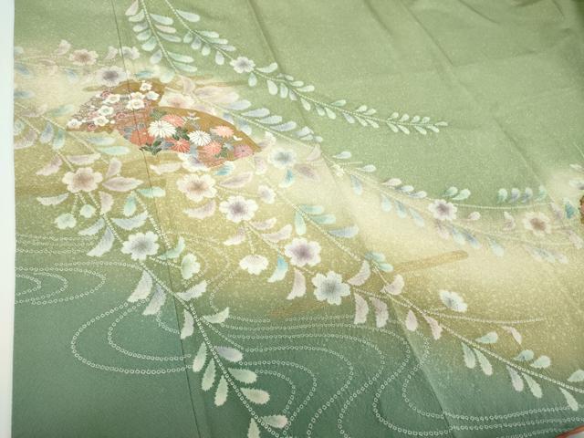 平和屋着物○訪問着 絞り 地紙花文 暈し染め 金彩 伊