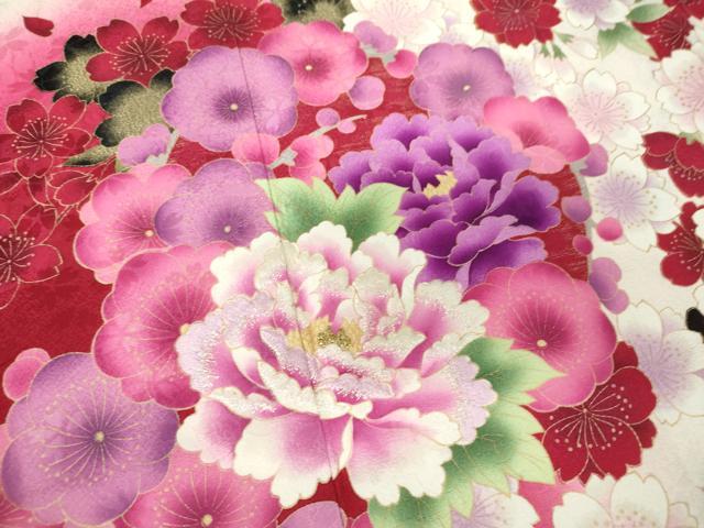 平和屋着物○豪華振袖 刺繍 枝垂れ桜 吉祥花丸文 暈し染め 金彩 正絹