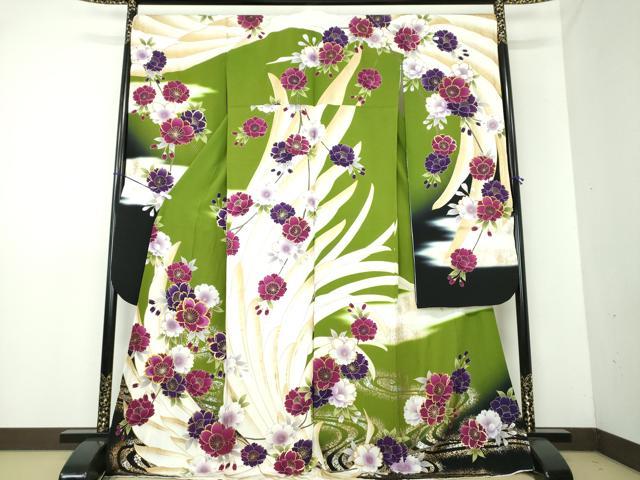 平和屋着物●豪華振袖　駒刺繍　流水桜　暈し染め　金銀彩　正絹　逸品　DAAV6676ps