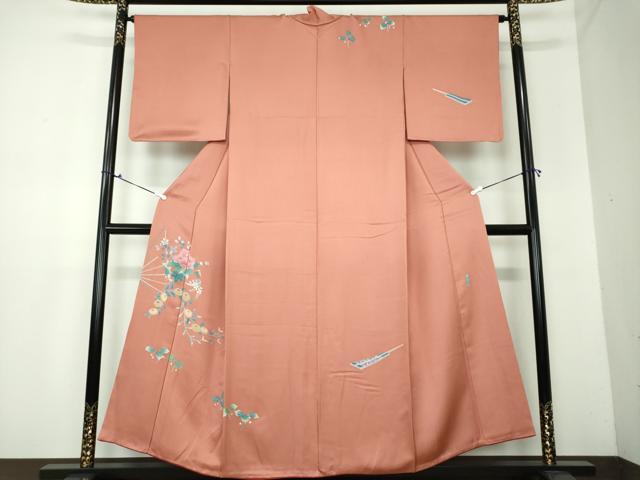 平和屋着物●名門・上野家　上野街子　清染居　訪問着　扇面花文　正絹　逸品　DAAV6681ps