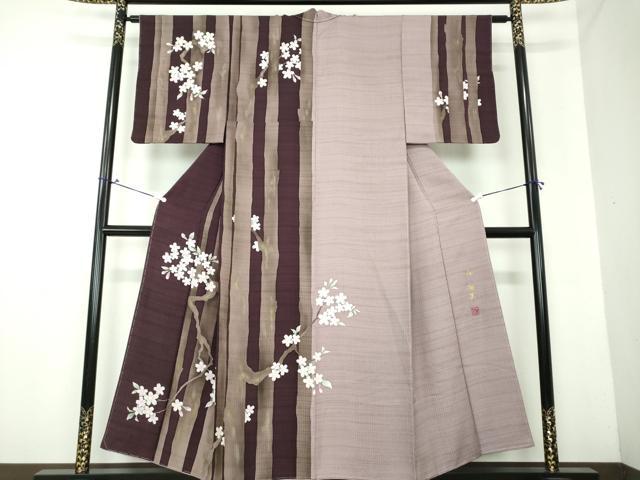 平和屋着物●訪問着　作家物　枝桜　金彩　反端付き　正絹　逸品　未使用　DAAV6687ps