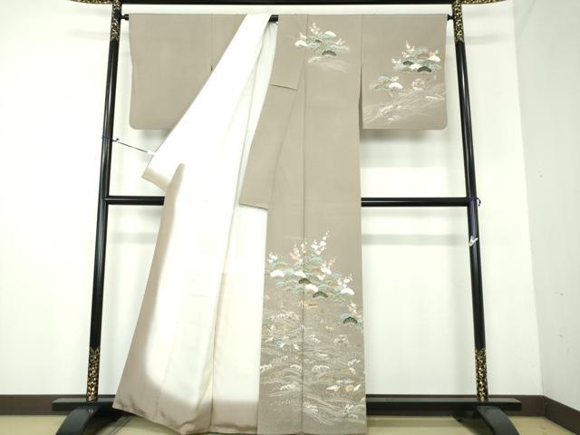 平和屋着物○訪問着 刺繍 浜松文 貝殻 金彩 反端付き 正絹 逸品