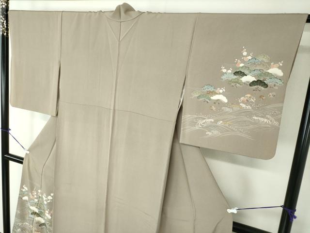 平和屋着物○訪問着 刺繍 浜松文 貝殻 金彩 反端付き 正絹 逸品