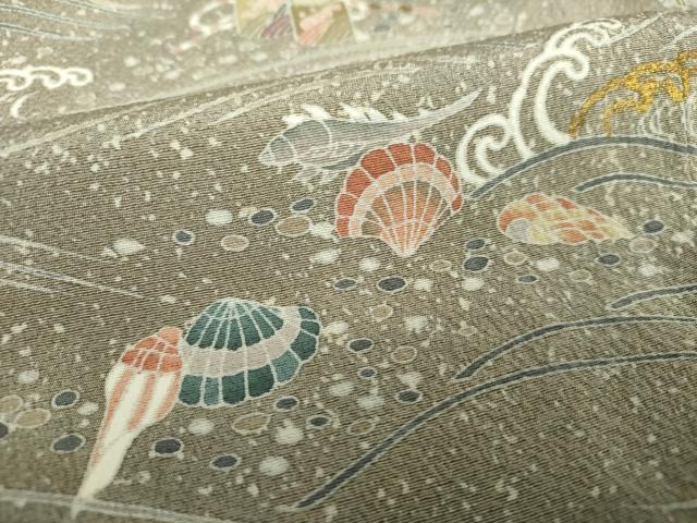 平和屋着物●訪問着　刺繍　浜松文　貝殻　金彩　反端付き　正絹　逸品　DAAV6688ps 平和屋着物○訪問着 刺繍 浜松文 貝殻 金彩 反端付き 正絹 逸品