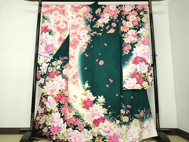 平和屋着物●極上　振袖　刺繍　舞花文　暈し染め　金銀彩　正絹　逸品　DAAV6694ps