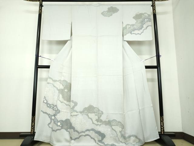 平和屋着物●中国三大刺繍　相良刺繍　訪問着　絞り　雲取り花文　金彩　正絹　逸品　DAAV6706ps