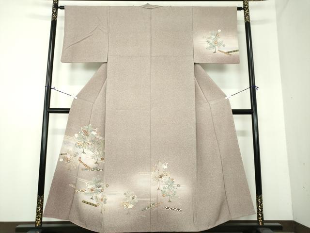 平和屋着物●訪問着　駒刺繍　吉祥花松文　暈し染め　金彩　正絹　逸品　DAAV6710ps