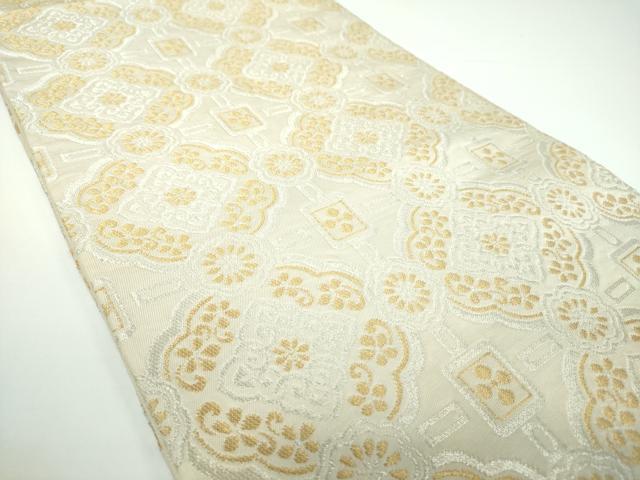 平和屋着物○両面 六通柄 本袋帯 遠州七宝文 金銀糸 正絹 逸品