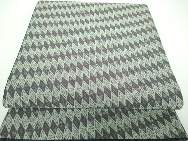 平和屋着物●全通柄袋帯　紹巴　菱繋ぎ　正絹　逸品　未使用　DAAV6741ps