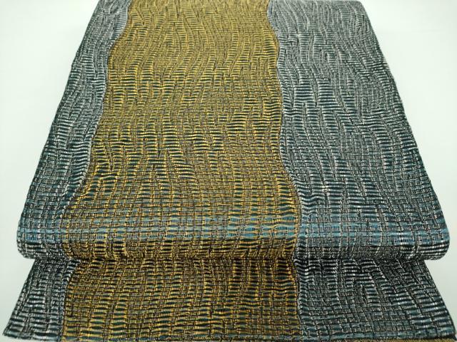 平和屋着物●全通柄袋帯　間道　金銀糸　正絹　逸品　DAAV6748ps