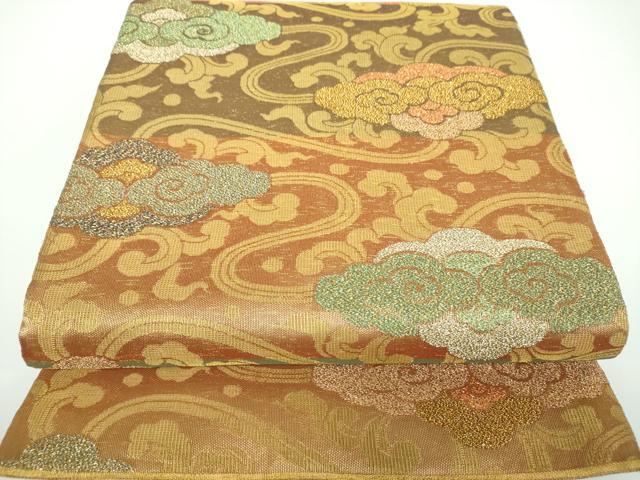 平和屋着物●極上　創業280年　誉田屋源兵衛　両面　全通柄袋帯　唐草雲文　正倉院葡萄唐草　金銀糸　正絹　逸品　DAAV6750ps