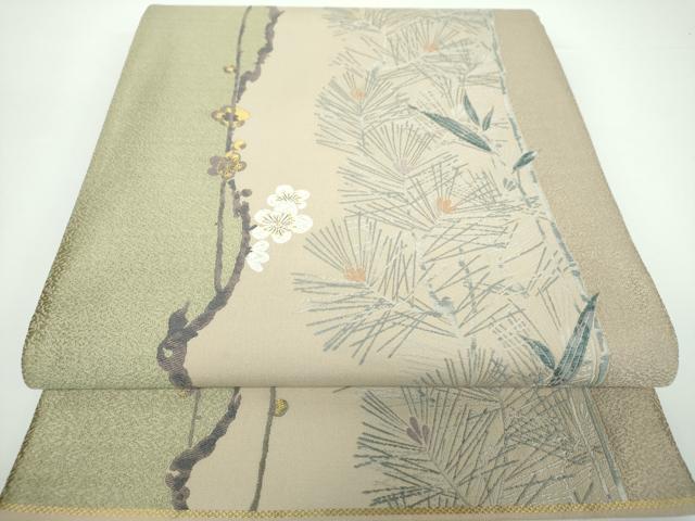 平和屋着物●六通柄袋帯　唐織　松竹梅寿　金糸　正絹　逸品　DAAV6778ps