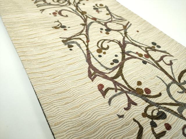 平和屋着物●全通柄袋帯　本泥染　唐草間道　金通し地　正絹　逸品　DAAV6779ps 平和屋着物○全通柄袋帯 本泥染 唐草間道 金通し