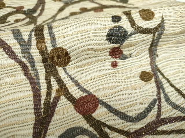 平和屋着物○全通柄袋帯 本泥染 唐草間道 金通し