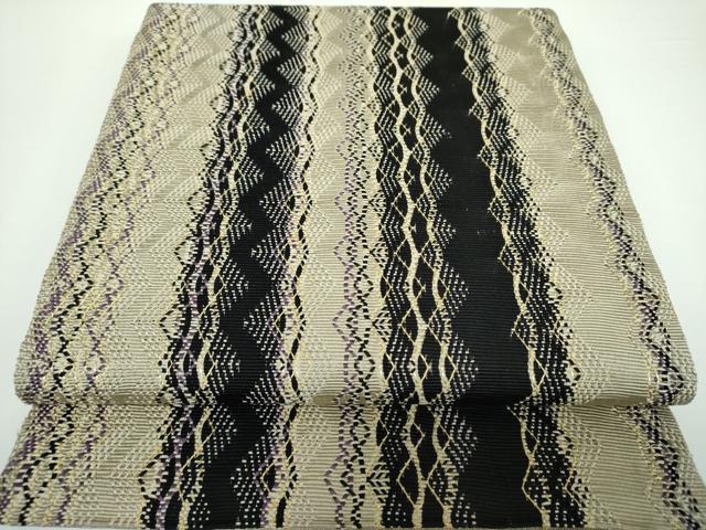 平和屋着物●ひなや工房　くむ・あむ・おる　伊豆蔵明彦　太鼓柄袋帯　変わり間道　金糸　正絹　逸品　DAAV6788ps