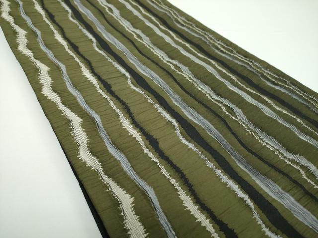 平和屋着物○六通柄袋帯 本泥染 よろけ縞 正絹 逸品 DAAV6791ps