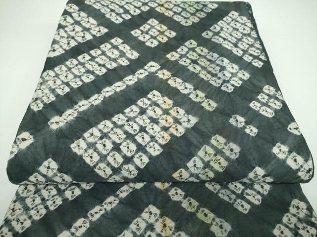 平和屋着物●両面　全通柄袋帯　総絞り　菱文　正絹　逸品　未使用　DAAV6799ps