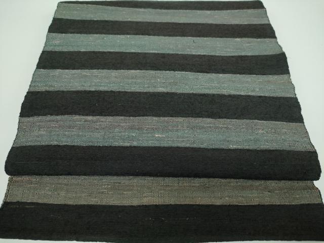 平和屋着物●八寸名古屋帯　一重帯　紬地　横段文　正絹　逸品　DAAV6817ps