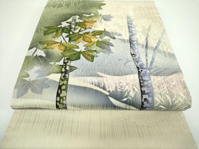 平和屋着物●江戸友禅作家　三辻与四昭　九寸開き名古屋帯　風景文　金彩　正絹　逸品　DAAV6822ps