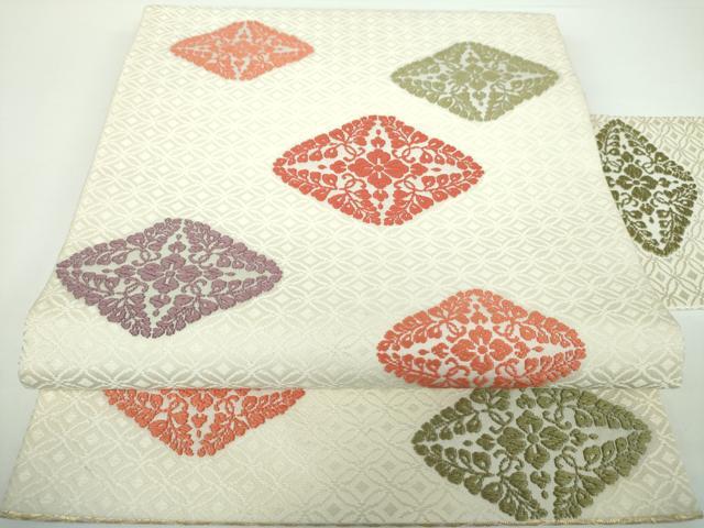 平和屋着物●九寸名古屋帯　唐織　花菱文　正絹　逸品　DAAV6845ps