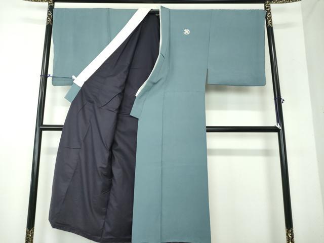 平和屋着物○男性 色紋付 羽織セット 長羽織 着物・御召御納戸色 羽織